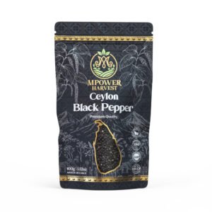 MPower Harvest Ceylon Black Pepper 100g — whole dried black peppercorns in packaging, hand-picked and sourced from Sri Lanka