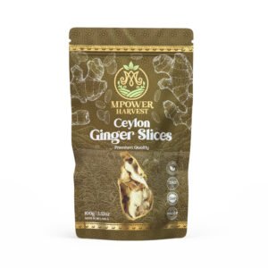 MPower Harvest Ceylon Ginger Slices 100g — dried natural ginger slices in packaging, sourced from Sri Lanka